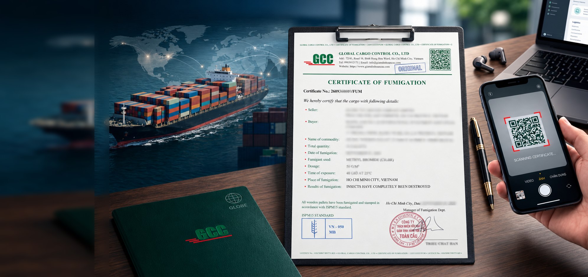 Quét mã QR trên chứng thư xông trùng GCC bằng điện thoại